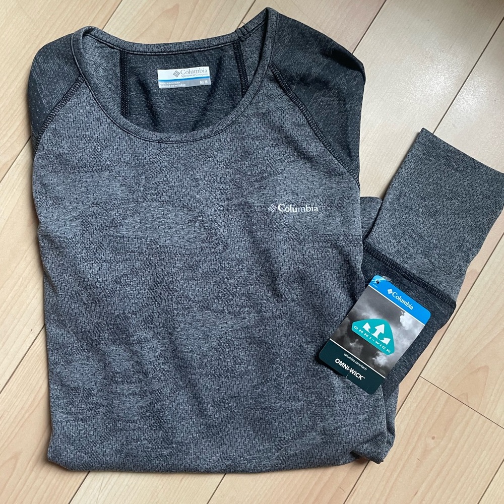 NWT Columbia Omni Wick Charcoal Camo Heather Long Sleeve